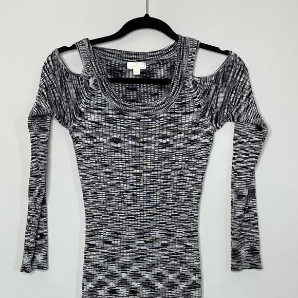 Charming Charlie Sweater Dress Mini Cold Shoulder Knitted Bodycon S Mob Wife - Picture 2 of 11